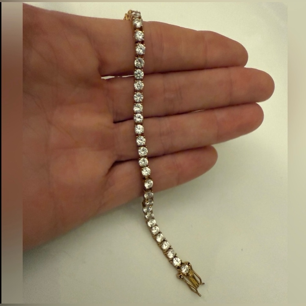 Vintage Gold-Tone 7.75” Tennis Bracelet - Picture 3 of 5